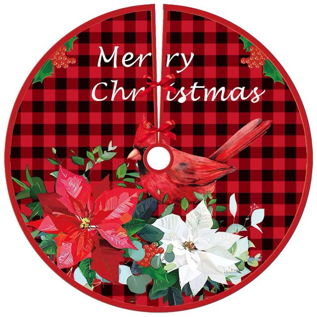 Falda para árbol de Navidad - Adornos navideños de muñeco de nieve, falda roja de 36 pulgadas, decoración rústica para fiestas navideñas, adornos navideños para interiores y exteriores