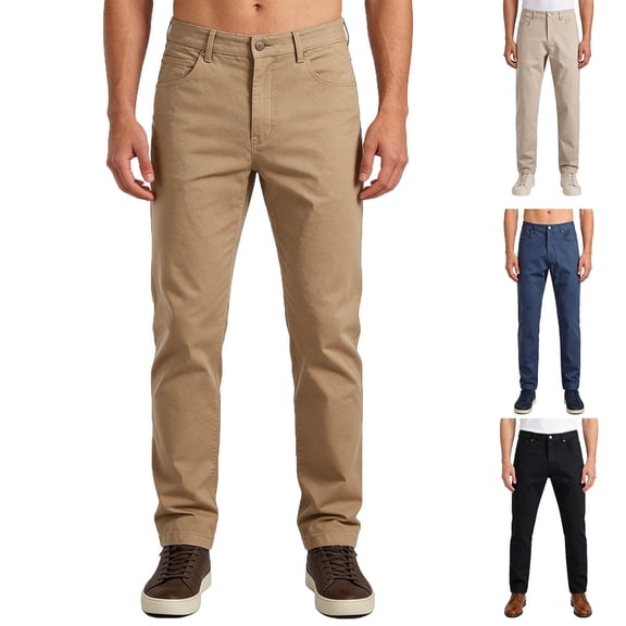 Stretch Cotton Chino Pants for Men - 30"/32" Breathable Work Casual Athletic Fit Twill Dress Trousers with Pockets Size 2XL Khaki