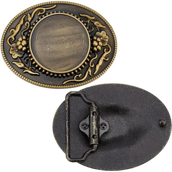 2Pcs Cowboy Belt Buckles Western Cowboy Replacement Belt Fastener Flower Pattern Cowboy Cowgirl Belt Buckles Antique Bronze Belt Accessories for Cowboy Cowgirl Belt DIY Custom Belt Buckle