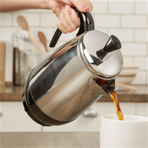 Electric Coffee Percolator, Stainless Steel Basket, Automatic Keep Warm, No-Drip Spout, 8 Cup
