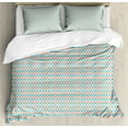 thumbnail image 1 of Geometric Duvet Cover Set Queen Size, Big Dots Circles Rows in Pastel Color Shades Repeating Spots Pattern, Decorative 3 Piece Bedding Set with 2 Pillow Shams, Coral and Pale Blue, by Ambesonne, 1 of 3