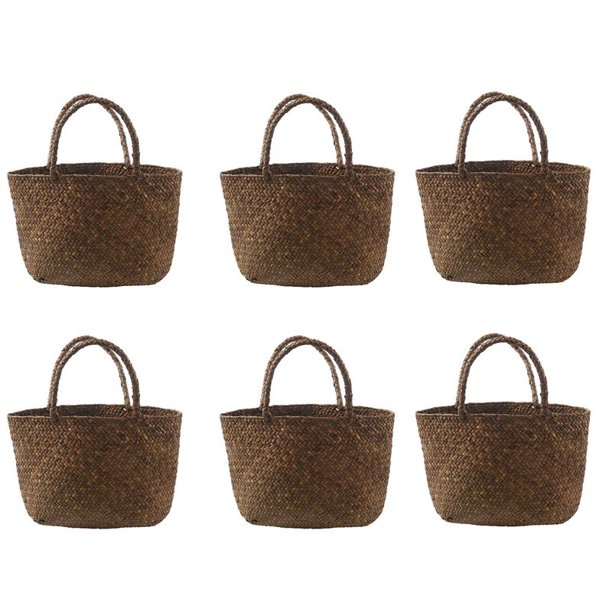 6X Bolsa de Paja Informal Blsa Bolso de de Bolso de Mujer para Jardín Mini Bolsos de Ratán Tejido Hecho A Mano
