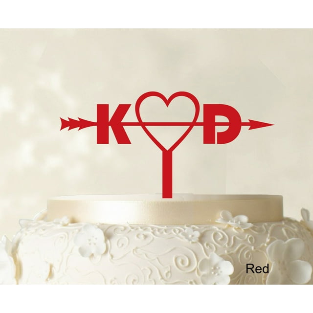 Initial Custom Wedding Cake Topper Personalized Red Cake Topper Color Option Available 6-8 Inches Wide