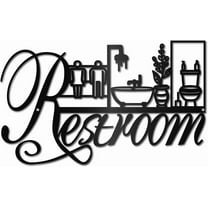 Black Restroom Wall Art Metal Bathroom Wall Decor Modern Farmhouse Black Vintage Decorative Hanging Sculpture Ornament Art Plaque