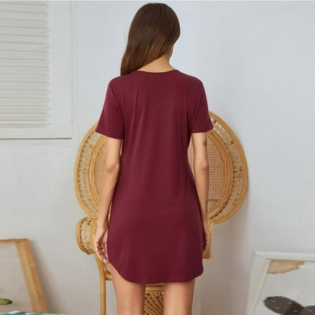 

Nightgowns for Women Short Sleeves Sleep Shirt V Neck Sleepwear Comfy Plus Size Casual Loungewear