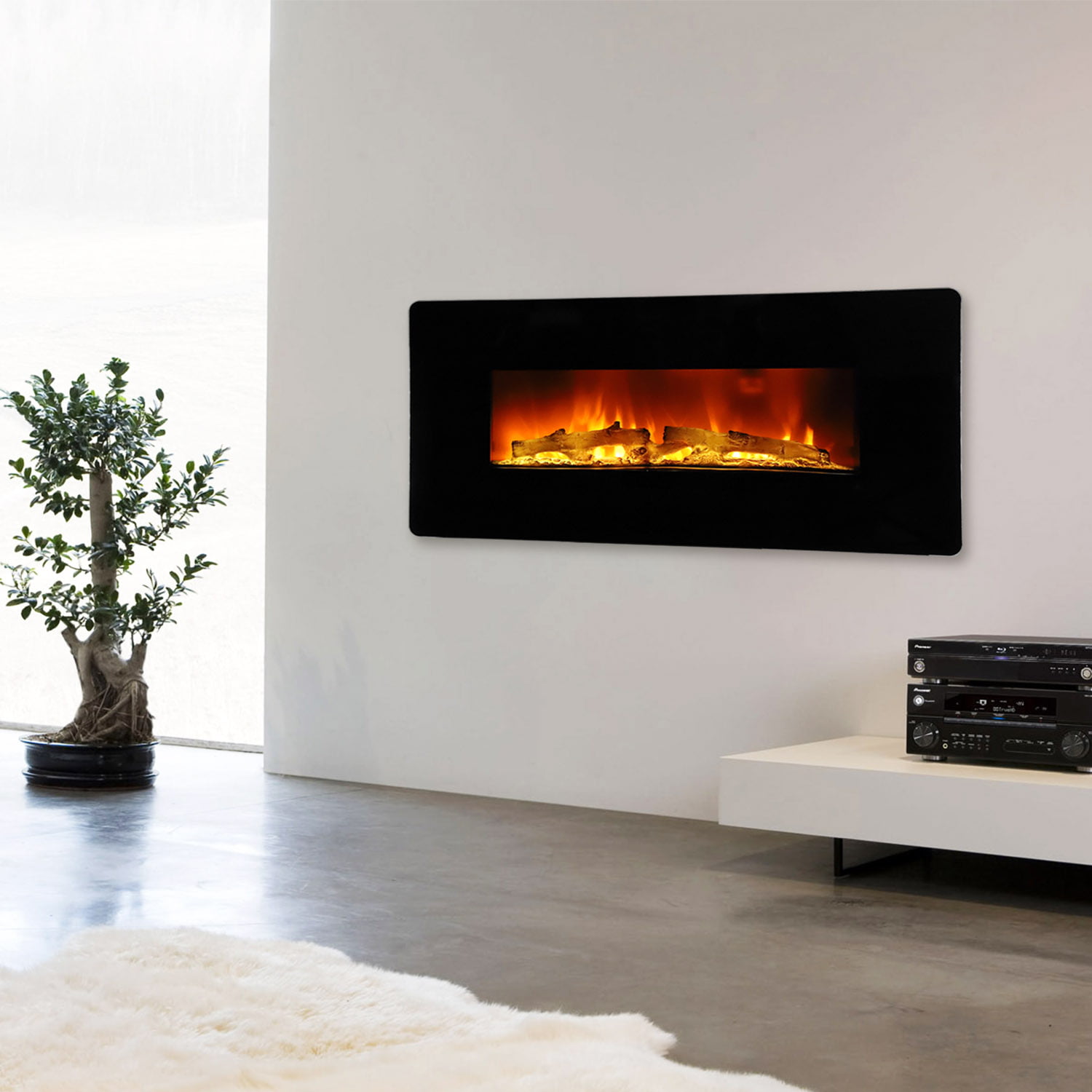 36in 1400W Electric Fireplace, BTMWAY Wall-mounted Fireplaces Heater ...