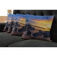 thumbnail image 2 of Ambesonne Tropical Throw Pillow Cover 4 Pack, Horizon Sky Beach View, 16", Royal Blue Marigold, 2 of 6