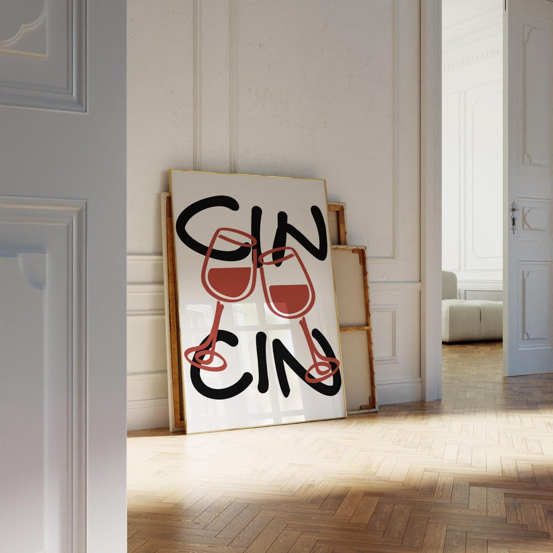 Cin Wine Retro Kitchen Poster Bar Cart Decor Trendy Wall Art Kitchen Decor
