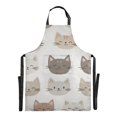 thumbnail image 6 of Yayeee Chief Kitchen Apron with Pockets for Cooking Water Resistant Unisex Adjustable Neck Strap, Light Gray Cat Pattern, 6 of 7