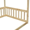 thumbnail image 3 of Twin Size Natural Wood Canopy Floor Bed Frame w/ Guardrails - Bedroom Furniture, Pine, 78"x42", Safe Sleep Space, 3 of 23