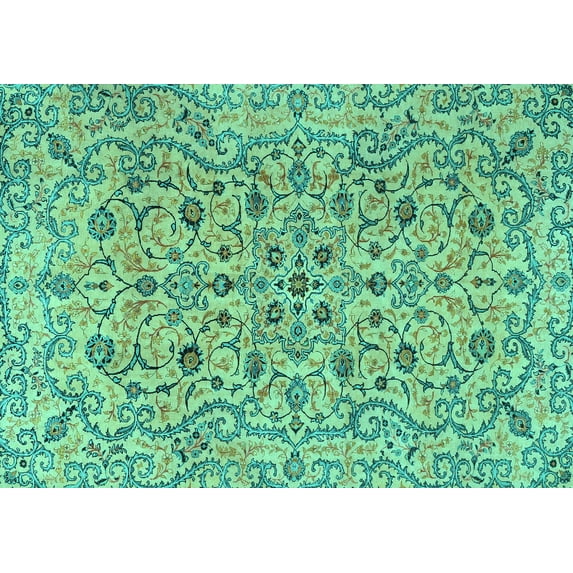 Ahgly Company Machine Washable Indoor Rectangle Persian Turquoise Blue Traditional Area Rugs, 2' x 4'
