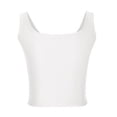 thumbnail image 5 of Mrat Workout Basic Crop Tops Women's Fashion Casual Spring Summer Beach Solid Color Round-Neck Tank Tops Tank Tops for Women 2024 S-192 White M, 5 of 6