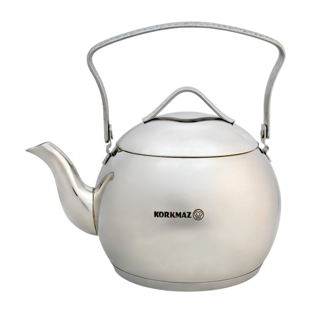 Tetera de Acero Inoxidable 18/10 Cr-Ni, Modelo Tombik Caydanlik, Hervidor de Agua para Estufa con Asa Grande y Ergonómica, Capacidad 2 Litros, Hecho en Turquía