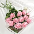 thumbnail image 2 of Flores artificiales de terciopelo Rosa Rojo Verde 12 piezas Tallo largo, 2 of 5