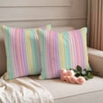 thumbnail image 2 of Pink Aqua Stripe Outdoor Waterproof Pillow Covers, Yellow Geometric Country Geometric Decorative Square Throw Pillowcase Sofa Cushion Sham for Patio/Couch/Chair, 20"x20" 2 Pack, 2 of 8