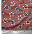 thumbnail image 1 of Soimoi Brown Poly Georgette Fabric Leaves & Flower Floral Print Sewing Fabric Yard 42 Inch Wide, 1 of 1