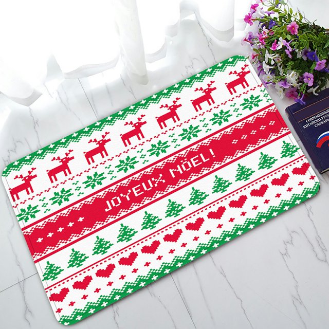 Felpudo Alfombra de entrada ABPHQTO Joyeux Noel Card Patrón de Navidad 45x75 cm
