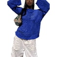 thumbnail image 1 of Pull Oversize pour Femmes Manches Longues Croisé Imprimé Punk Déchiré Tricoté Mode Urbaine, 1 of 8