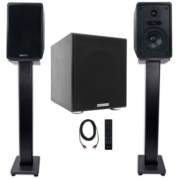Rockville ELITE-5B 5.25" Black Computer Speakers w/Bluetooth Subwoofer Stands