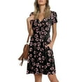 thumbnail image 2 of Ruyang 2024 Floral Beach Dresses for Women Short Sleeve V Neck Dress Loose And Comfortable Beach Sundress With Pockets Casual Lady Dresses, 2 of 6