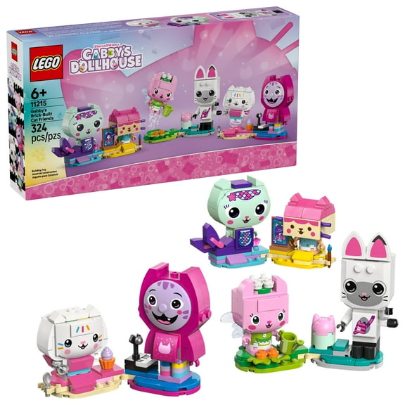 LEGO Gabby’s Dollhouse Gabby’s Brick-Built Cat Friends Building Toy for Girls & Boys - Pretend Play Set W/6 Animal Toy Figures for Kids, Ages 6  - GIft Idea for Birthdays - 11215