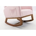 thumbnail image 5 of Fabric Rocking Chair with Solid Rubber Wood Legs and Side Pocket, Modern Glider Chair with High Backrest, Recliner Armchair for Living Room, Bedroom, Lounge, Nursery, Pink, 5 of 8