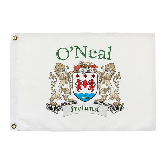 O'Neal Irish Coat of Arms Small White Flag - 16"x10.5" inches