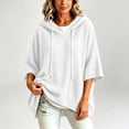 thumbnail image 5 of Perfectbot Women's Oversized Half Sleeve Hoodie Soft Waffle Knit V Neck Pullover Top with Pockets, 5 of 7