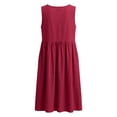 thumbnail image 6 of PBFRDSJ Cotton Linen Dress for Women Summer Sleeveless Ruched Midi Dress Crewneck Loose Athletic Casual Sundress with Pockets, 6 of 9