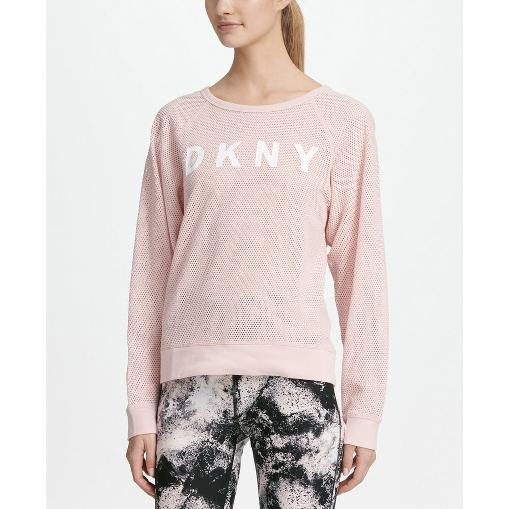 DKNY DKNY Sport Logo LongSleeve Allover Mesh TShirt, Pink XLarge