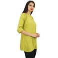 thumbnail image 5 of Phagun Women's Summer Yellow Cotton Modal Tunic Shirt Top With Front Opening - 4, 5 of 8