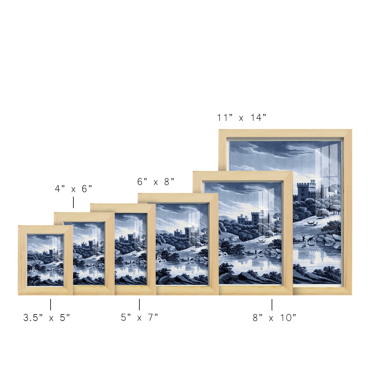 Estate View II -Framed Print w/glass-Natural Wood