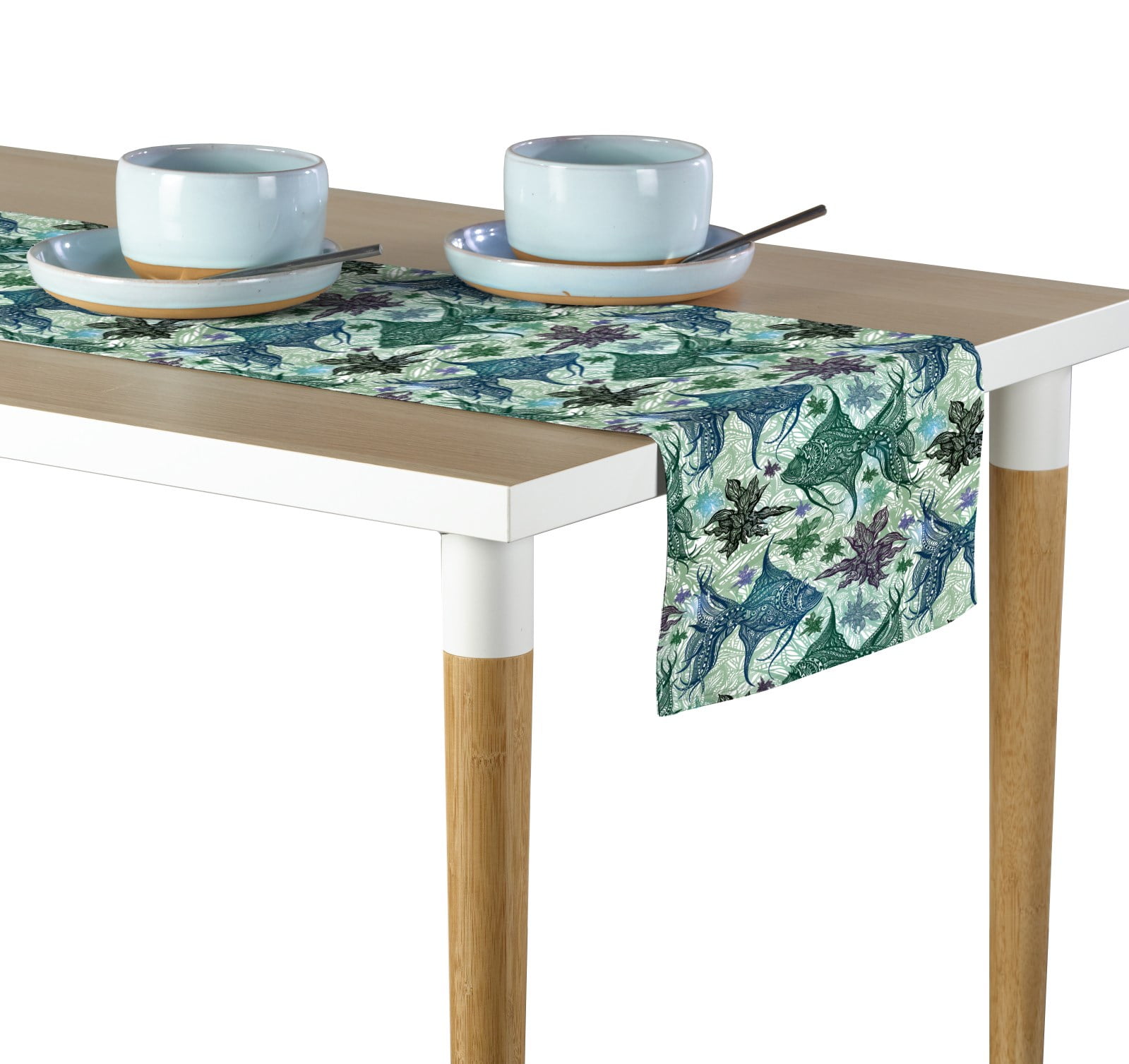 Paisley Blue Fish Table Runner 12 X72 Com