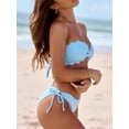 thumbnail image 4 of Swimsuit Bikini, Womens Bikini Swimsuits, 2 Piece Swimsuit for Women, Womens Wavy Edge Bandeau Bikini Strapless Tie Back Side String Bathing Suits Two Piece Swimsuit, Blue L, 4 of 7