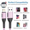 thumbnail image 5 of OIITH iPad & iPhone Lightning Cable , Fast Charging Cord Braided 10ft for iphone, Apple Mfi Certified, 3-Pack (Pink), 5 of 6