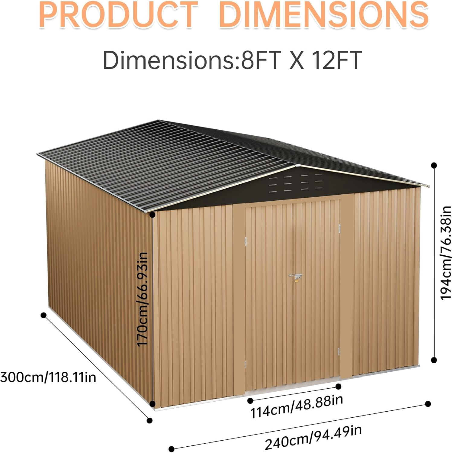2025 New Outdoor Storage Shed,Large Garden Shed,Large Metal Tool Sheds with Slooping Roof and Vents,Updated Reinforced and Lockable Doors Frame Metal Storage Shed for Patiofor Backyard,Patio