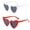 Red and White, variant on Heart Shaped Sunglasses 2pcs UV400 Protection Goggle Vintage Cat Eye Sunglasses Mod Style Glasses for Outdoor Party Festivals