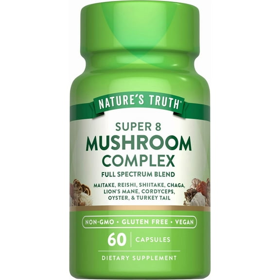 Mushroom Complex | 60 Capsules | Full Spectrum | Vegan, Non-GMO, Gluten Free | by Nature's Truth