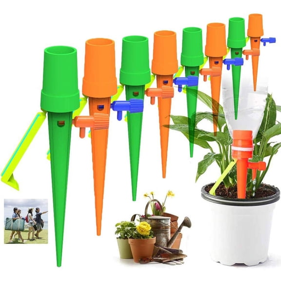 10pcs Automatic Plant Watering Devices, Universal Self Watering Spikes with Slow Release Control Valve Switch System Suitable for All Bottles