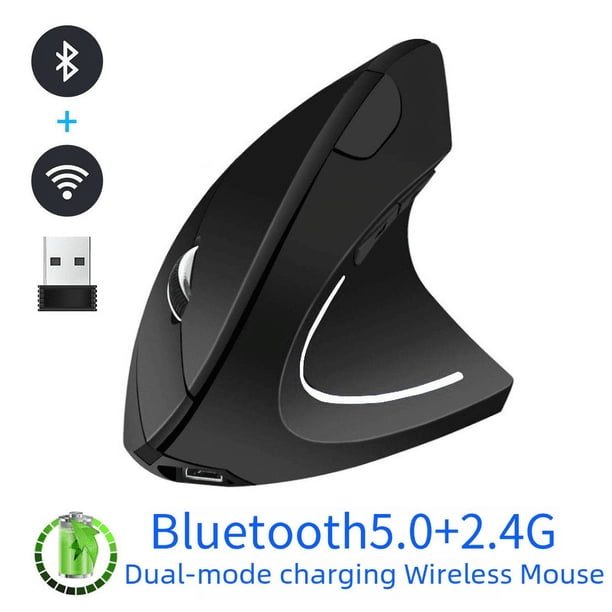 Ratón vertical con carga de modo dual Ratón vertical inalámbrico Bluetooth 5.0 con carga de 2,4 g