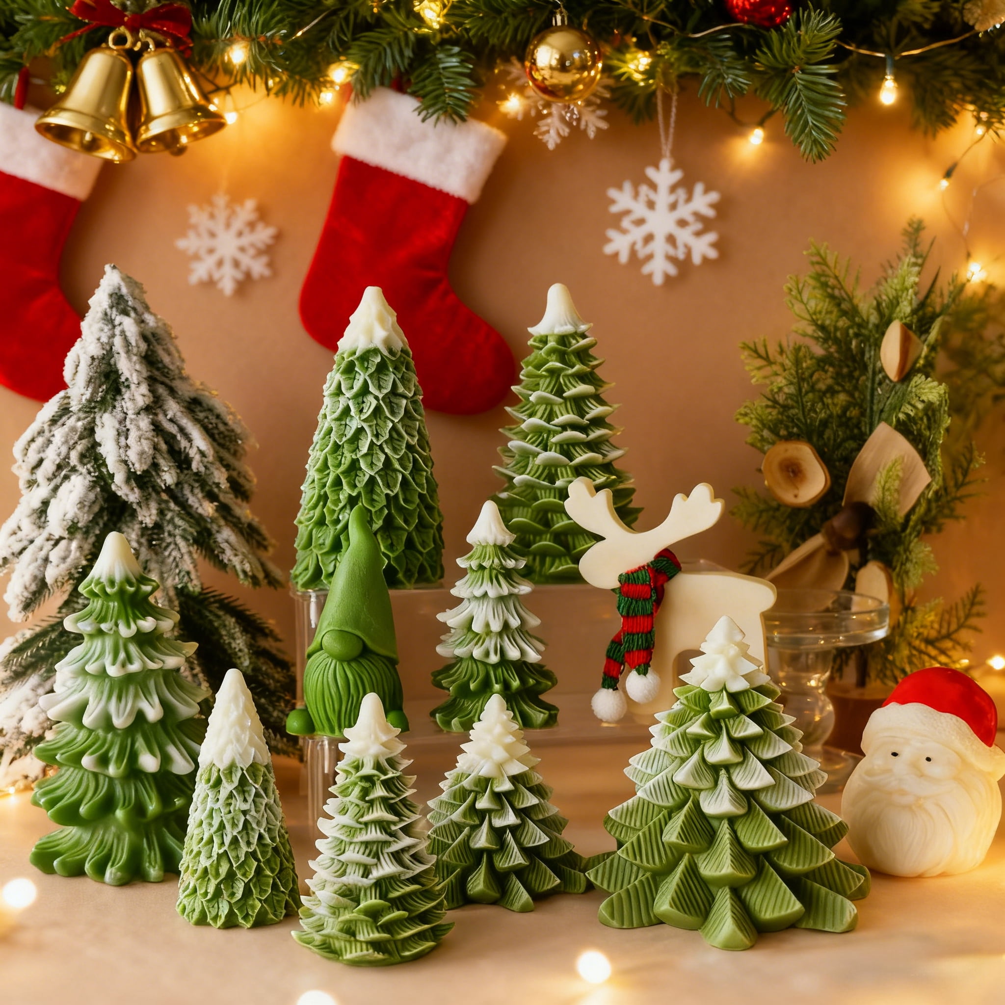JDH silicone 3D Christmas Tree Candles Resin Molds for Candle Making, Xmas Pine Tree Silicone Soap Molds DIY Cake Decorating Candle Making Supplies