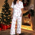 thumbnail image 2 of Women's Christmas Sleepwear Holiday Cute Print Short Sleeve Button down Sleepwear Warm Womens Pajamas Pajamas Women, 2 of 6