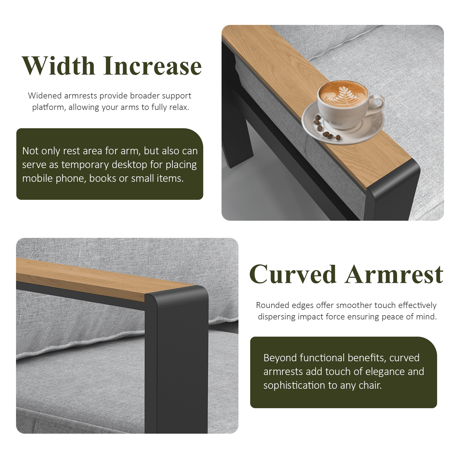 LayinSun Outdoor Aluminum Furniture Set with Coffee Table, Modern Patio Conversation Sets for Porch, Backyard
