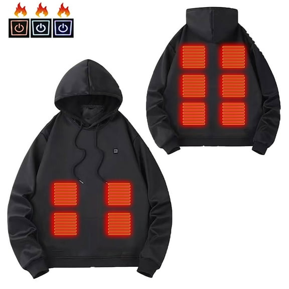 LYXSSBYX Heatet Hoodies for Women and Men Usb Rechargeable Thermal Sweatshirt Washable Hooded Sweatshirt Waterproof Heating Jacket for Winter Outdoor