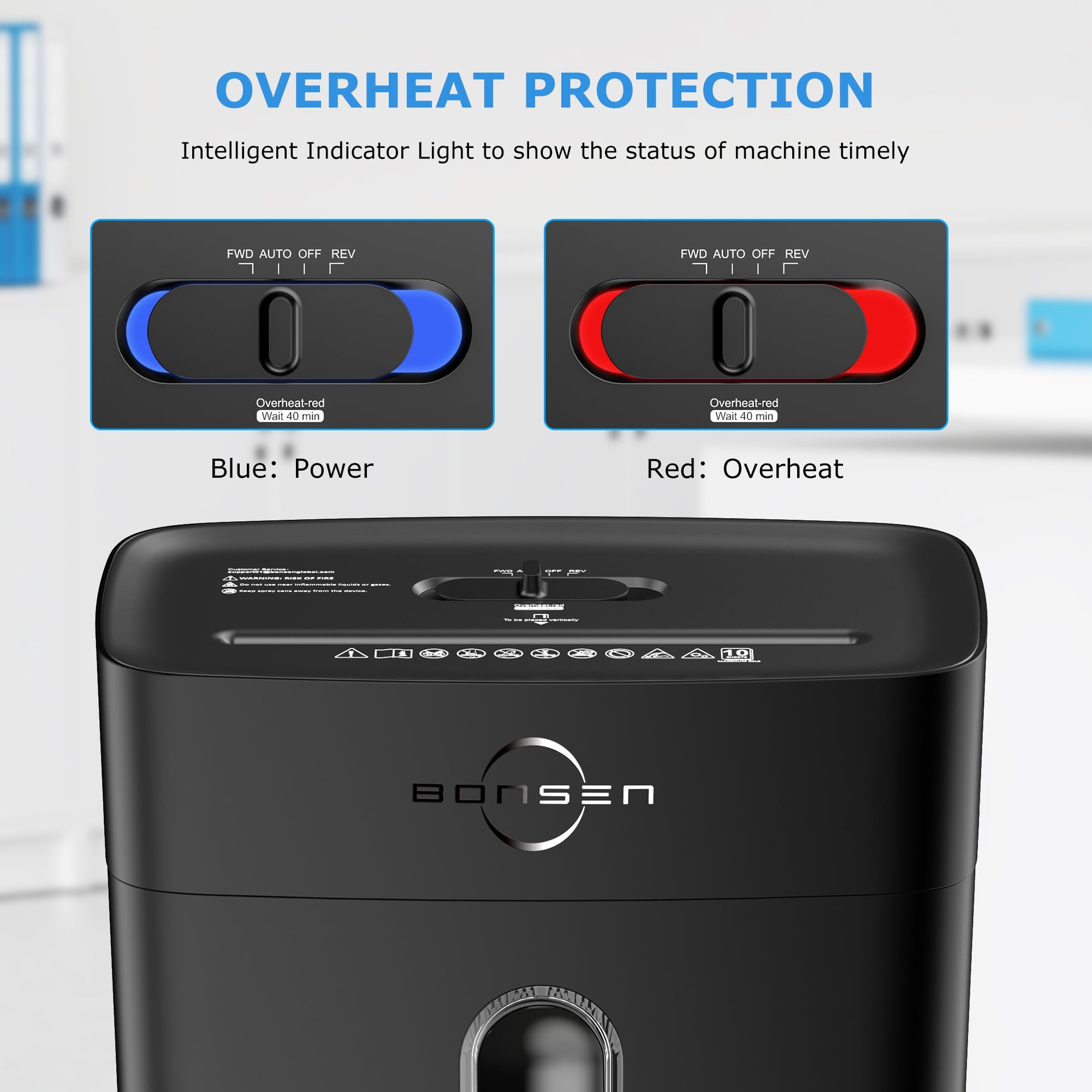 BONSEN 10-Sheet Cross Cut Paper Shredder for Home Office Use with 4 Gallons Wastebasket