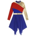 thumbnail image 5 of Kaerm Liturgical Praise Dance Workship for Women Metallic Color Block Lyrical Dance Dress Dancewear Royal Blue M, 5 of 7