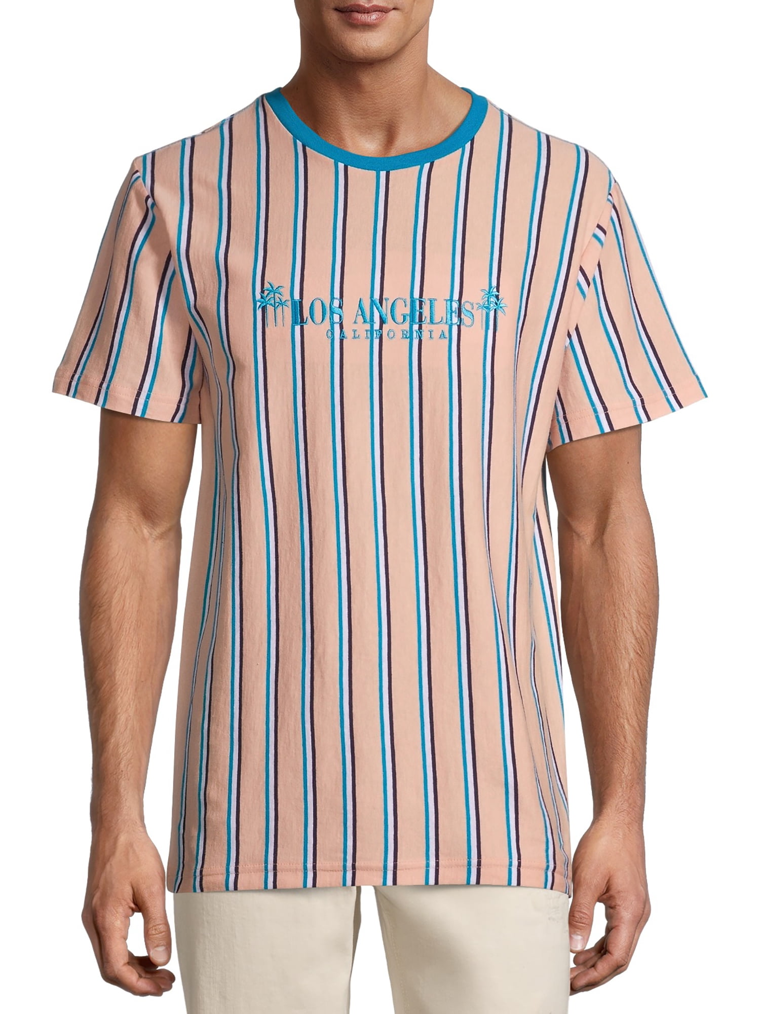 No Boundaries Men's Yarn Dyed Striped TShirt with Short Sleeves