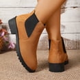 thumbnail image 5 of BRGZLK Chelsea Ankle Boots for Women Classic Versatile Slip-On Low Chunky Heel Comfortable Short Booties Easy On Commute Work Shoes with Side Zipper Brown 41, 5 of 8