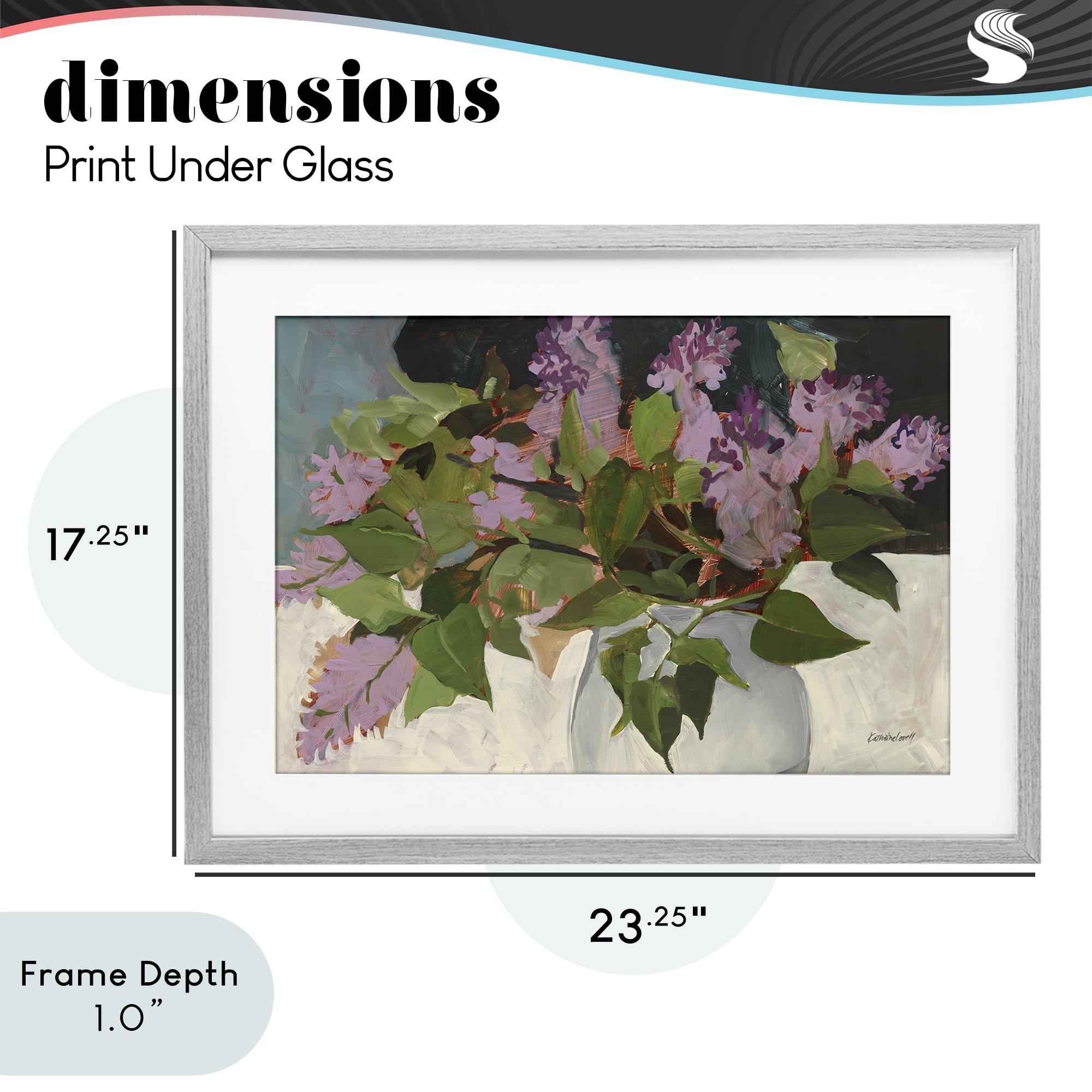 Stupell Industries June Lilacs Bouquet Gray Framed Print Under Glass, design by Katherine Lovell