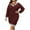 Wine, variant on Women's Plus Size Sweater Dress V Neck Long Sleeve Knit Mini Spring Casual Dresses for Women